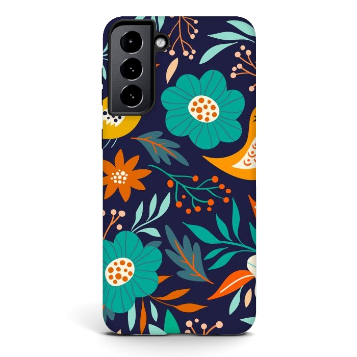 Galaxy S21 StrongFit Bird With Flowers by ArtsCase