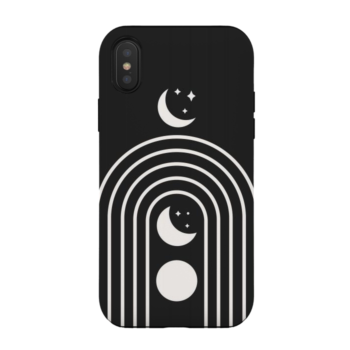 iPhone Xs / X StrongFit Black Moon Phase Rainbow by ArtPrInk