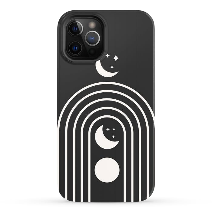 iPhone 12 Pro StrongFit Black Moon Phase Rainbow by ArtPrInk