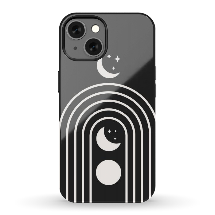 iPhone 13 StrongFit Black Moon Phase Rainbow by ArtPrInk