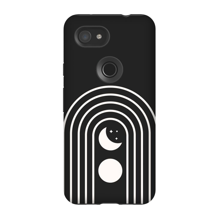 Pixel 3A StrongFit Black Moon Phase Rainbow by ArtPrInk