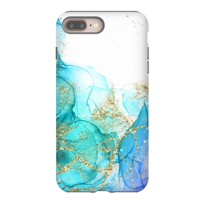 iPhone 7 plus StrongFit Alcoho ink Painting With Gold Fake Glitter Elements by ArtsCase