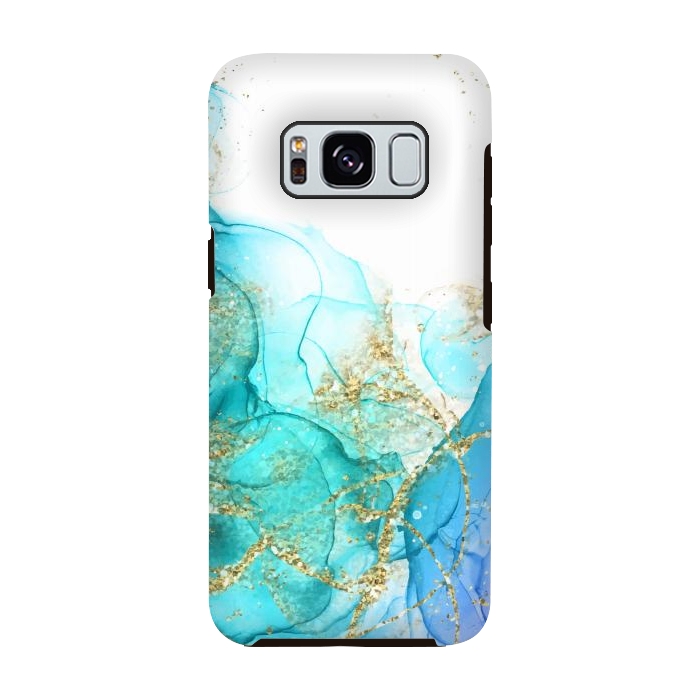 Galaxy S8 StrongFit Alcoho ink Painting With Gold Fake Glitter Elements by ArtsCase