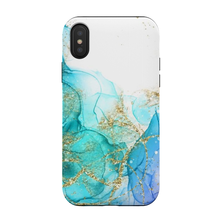 iPhone Xs / X StrongFit Alcoho ink Painting With Gold Fake Glitter Elements by ArtsCase