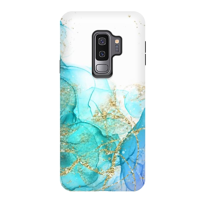 Galaxy S9 plus StrongFit Alcoho ink Painting With Gold Fake Glitter Elements by ArtsCase