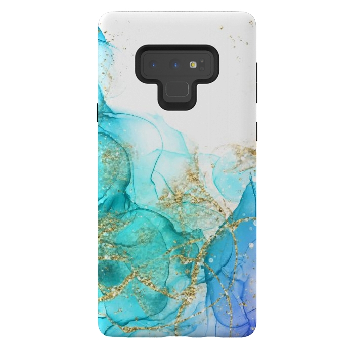 Galaxy Note 9 StrongFit Alcoho ink Painting With Gold Fake Glitter Elements by ArtsCase