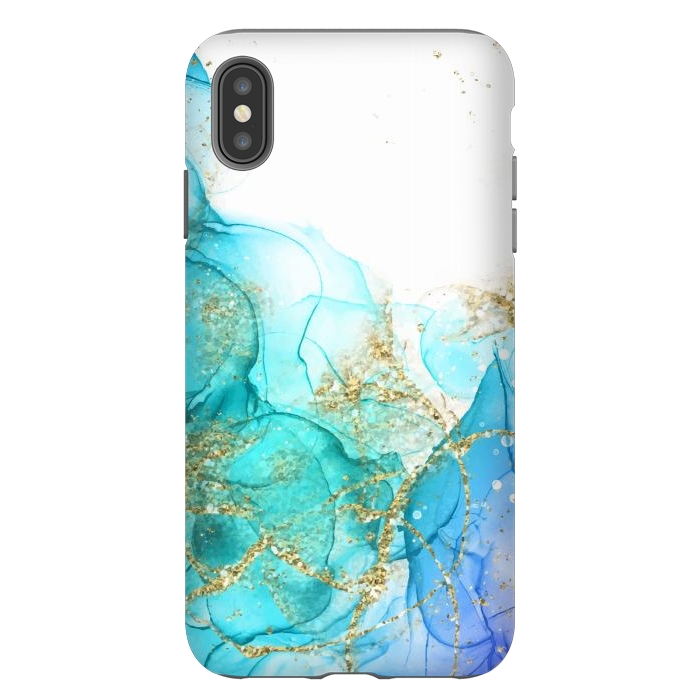 iPhone Xs Max StrongFit Alcoho ink Painting With Gold Fake Glitter Elements by ArtsCase