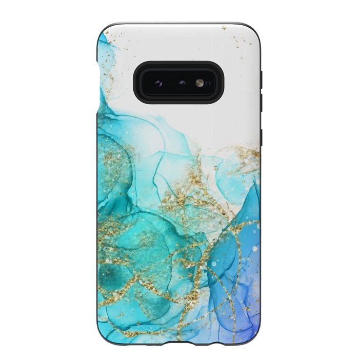 Galaxy S10e StrongFit Alcoho ink Painting With Gold Fake Glitter Elements by ArtsCase
