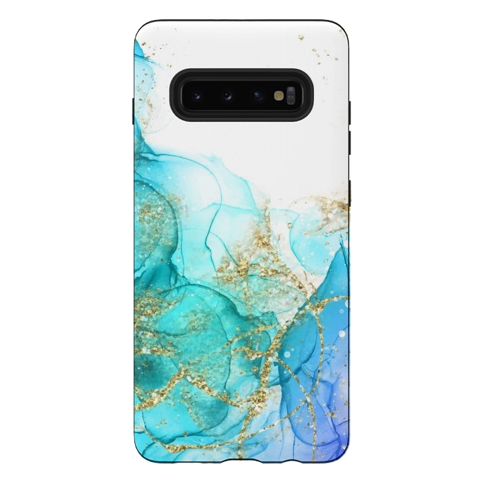 Galaxy S10 plus StrongFit Alcoho ink Painting With Gold Fake Glitter Elements by ArtsCase