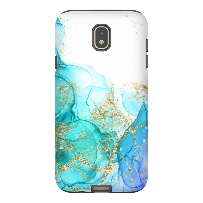 Galaxy J7 StrongFit Alcoho ink Painting With Gold Fake Glitter Elements by ArtsCase