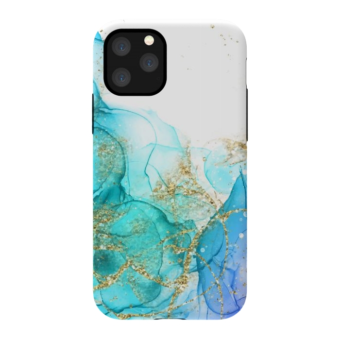 iPhone 11 Pro StrongFit Alcoho ink Painting With Gold Fake Glitter Elements by ArtsCase