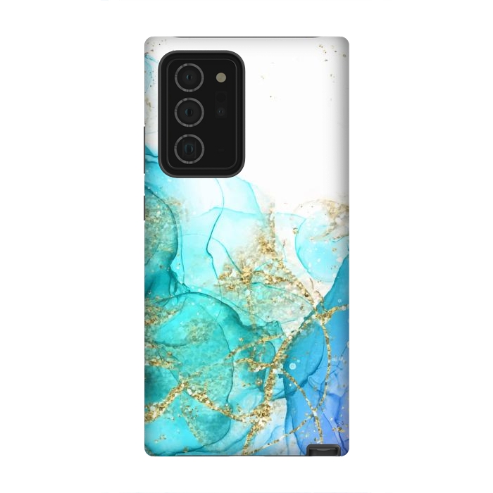 Galaxy Note 20 Ultra StrongFit Alcoho ink Painting With Gold Fake Glitter Elements by ArtsCase