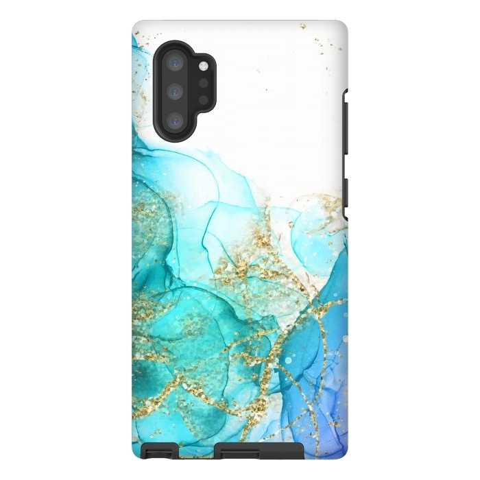 Galaxy Note 10 plus StrongFit Alcoho ink Painting With Gold Fake Glitter Elements by ArtsCase