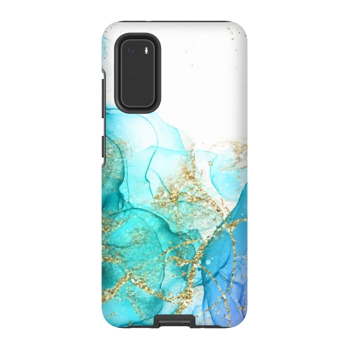 Galaxy S20 StrongFit Alcoho ink Painting With Gold Fake Glitter Elements by ArtsCase
