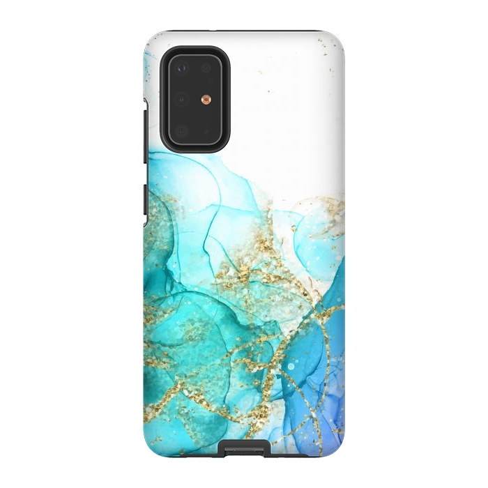 Galaxy S20 Plus StrongFit Alcoho ink Painting With Gold Fake Glitter Elements by ArtsCase
