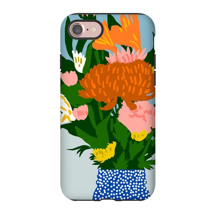 iPhone 7 StrongFit Potted Happiness | Flower Pot Botanical Floral Still Life | Eclectic Plants Modern Bohemian Décor by Uma Prabhakar Gokhale