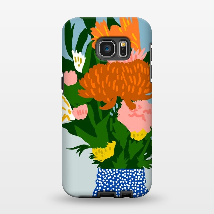 Galaxy S7 EDGE StrongFit Potted Happiness | Flower Pot Botanical Floral Still Life | Eclectic Plants Modern Bohemian Décor by Uma Prabhakar Gokhale
