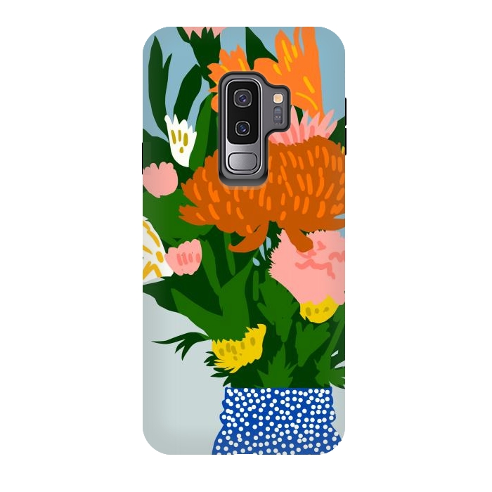 Galaxy S9 plus StrongFit Potted Happiness | Flower Pot Botanical Floral Still Life | Eclectic Plants Modern Bohemian Décor by Uma Prabhakar Gokhale