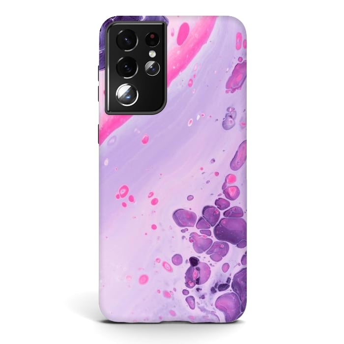 Galaxy S21 ultra StrongFit Pink and Purple Waves by ArtsCase