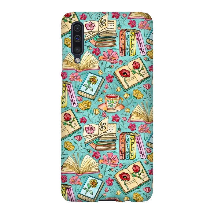 Galaxy A50 SlimFit Blooms and Books on Blue por Tangerine-Tane