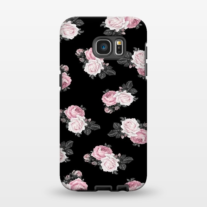 Galaxy S7 EDGE StrongFit Black n floral by CAS