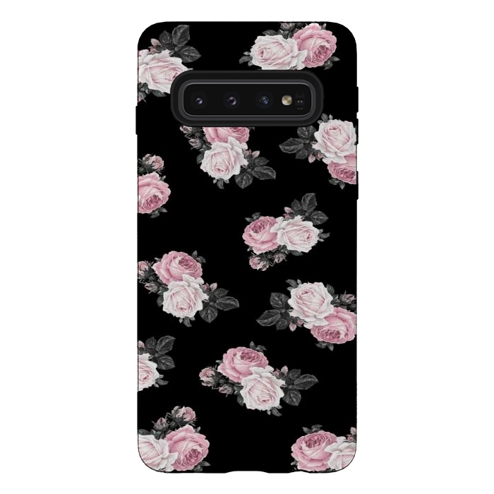 Galaxy S10 StrongFit Black n floral by CAS