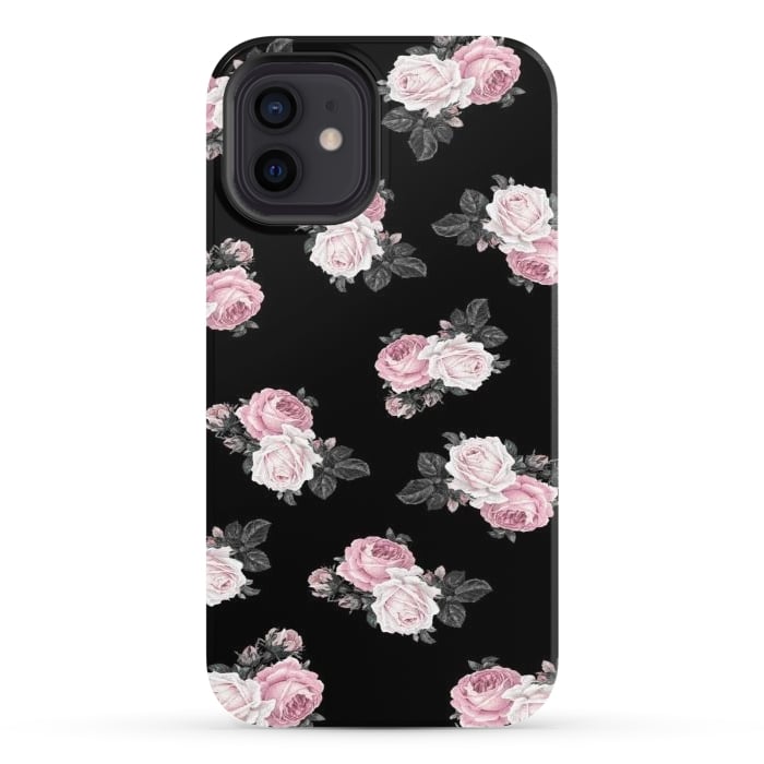 iPhone 12 StrongFit Black n floral by CAS