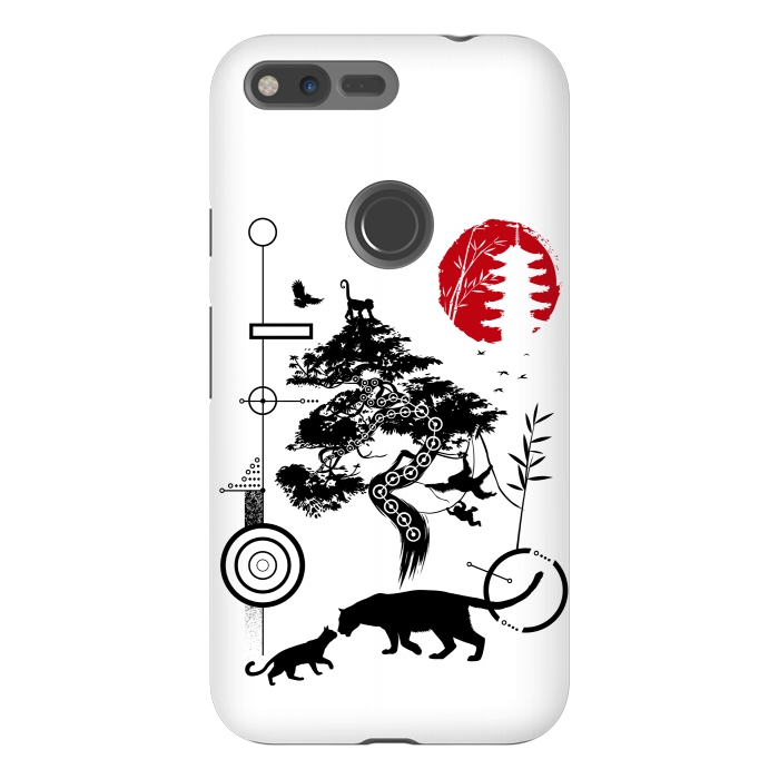 Pixel XL StrongFit Geometric circles feline nature by Alberto