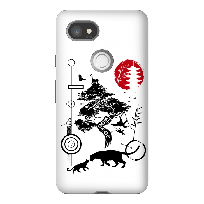 Pixel 2XL StrongFit Geometric circles feline nature by Alberto