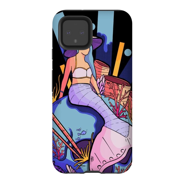 Pixel 4 StrongFit The skull and the mermaid by Steve Wade (Swade)