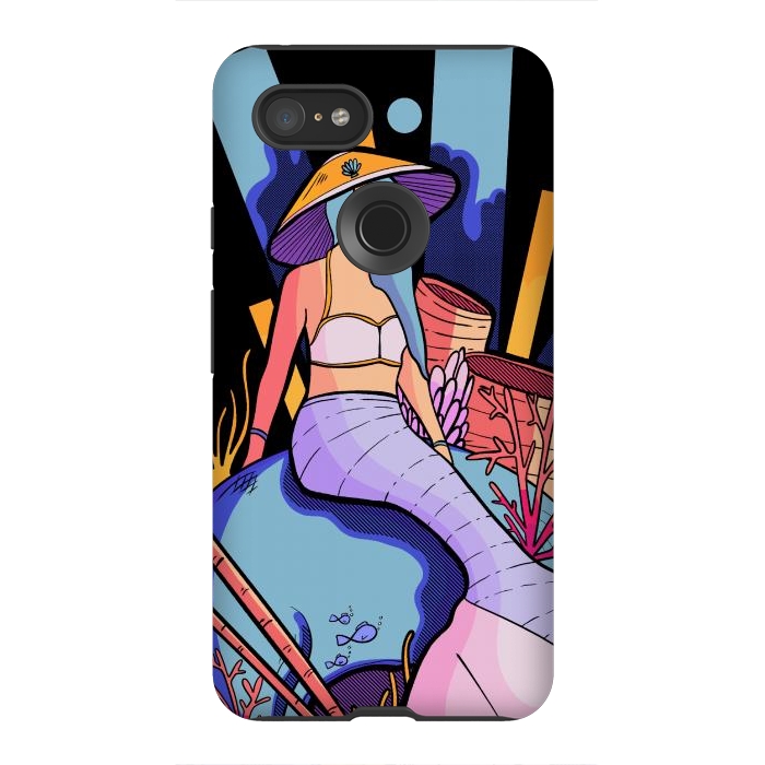 Pixel 3XL StrongFit The skull and the mermaid by Steve Wade (Swade)