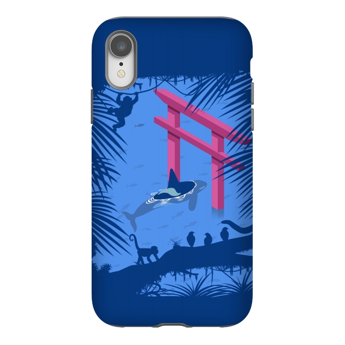 iPhone Xr StrongFit Whale under Japanese Torii by Alberto