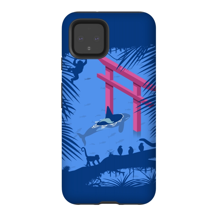 Pixel 4 StrongFit Whale under Japanese Torii by Alberto