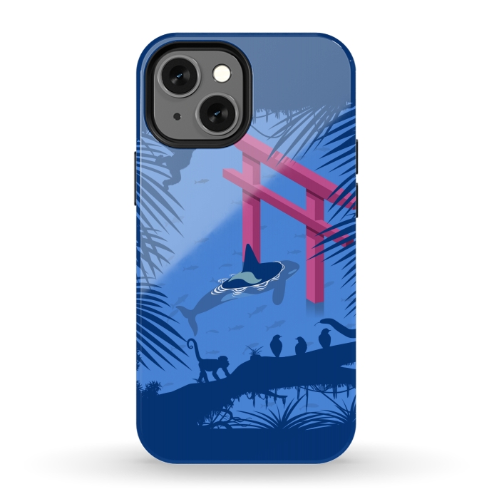iPhone 13 mini StrongFit Whale under Japanese Torii by Alberto