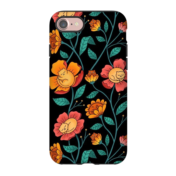iPhone 7 StrongFit Cats and Flowers by Coffee Man