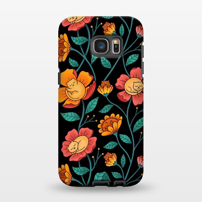 Galaxy S7 EDGE StrongFit Cats and Flowers by Coffee Man