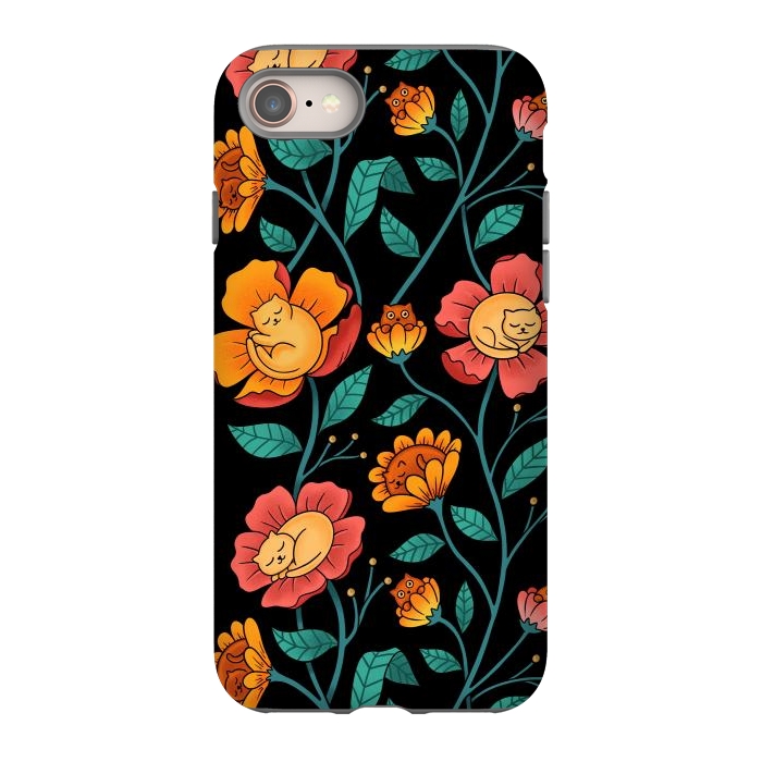 iPhone 8 StrongFit Cats and Flowers by Coffee Man