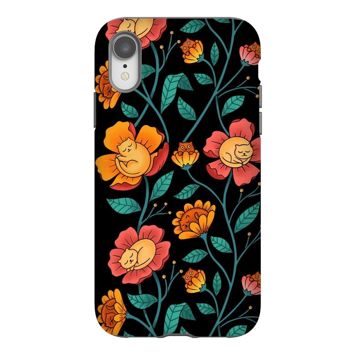 iPhone Xr StrongFit Cats and Flowers by Coffee Man