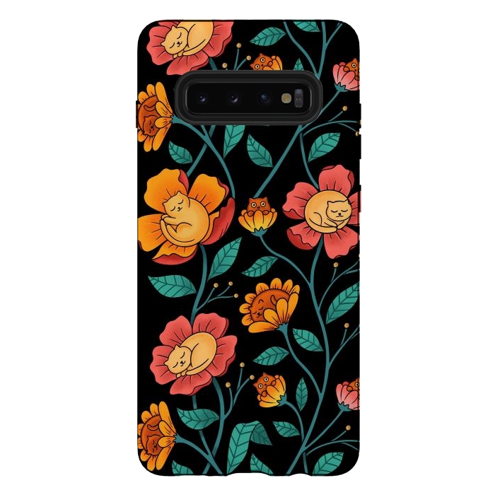 Galaxy S10 plus StrongFit Cats and Flowers by Coffee Man