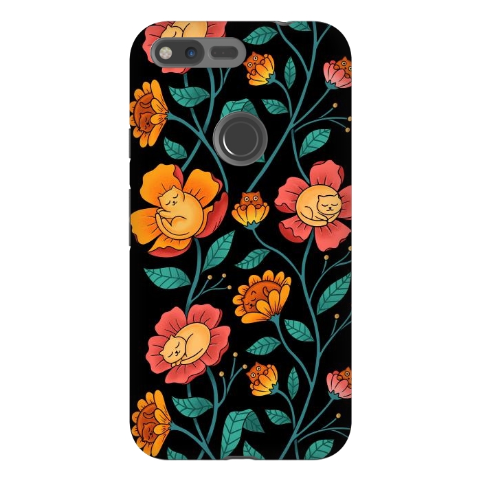 Pixel XL StrongFit Cats and Flowers by Coffee Man