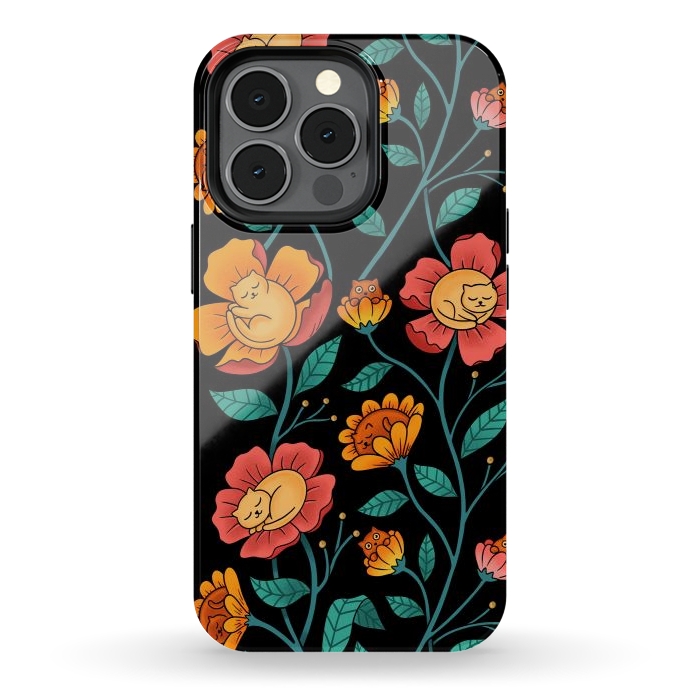 iPhone 13 pro StrongFit Cats and Flowers by Coffee Man
