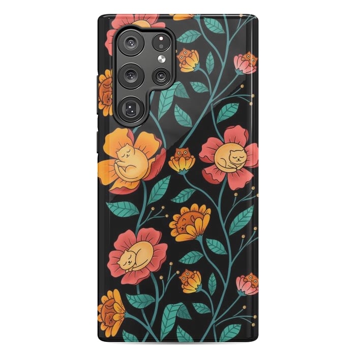 Galaxy S22 Ultra StrongFit Cats and Flowers by Coffee Man