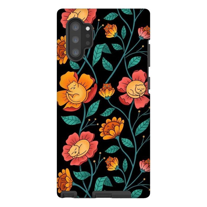 Galaxy Note 10 plus StrongFit Cats and Flowers by Coffee Man