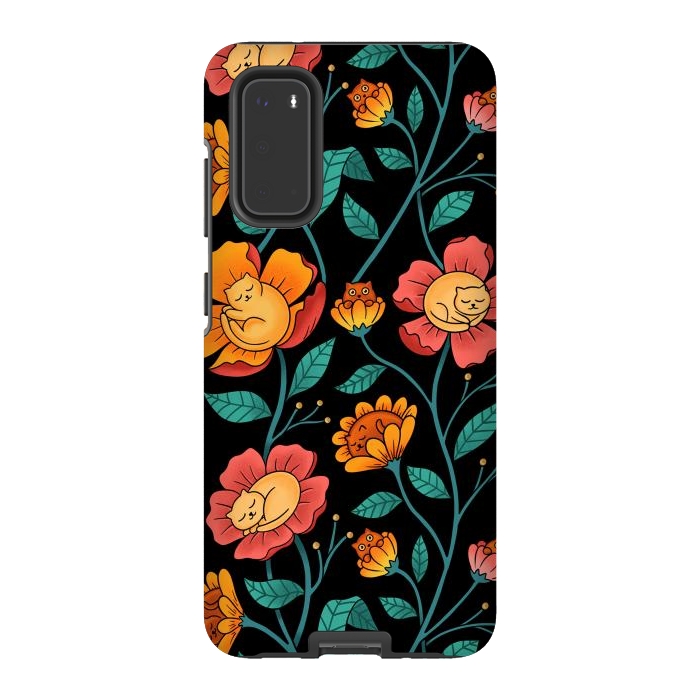 Galaxy S20 StrongFit Cats and Flowers by Coffee Man