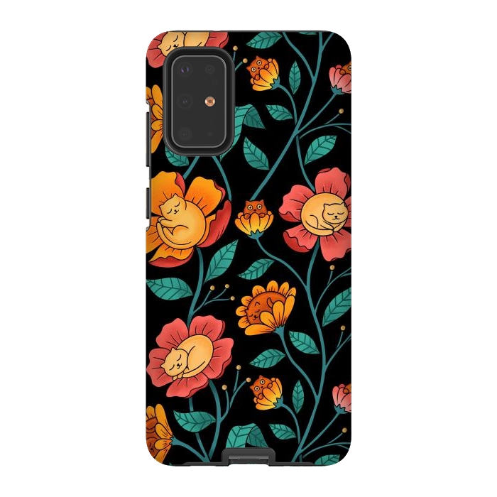 Galaxy S20 Plus StrongFit Cats and Flowers by Coffee Man