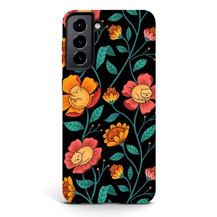 Galaxy S21 plus StrongFit Cats and Flowers by Coffee Man
