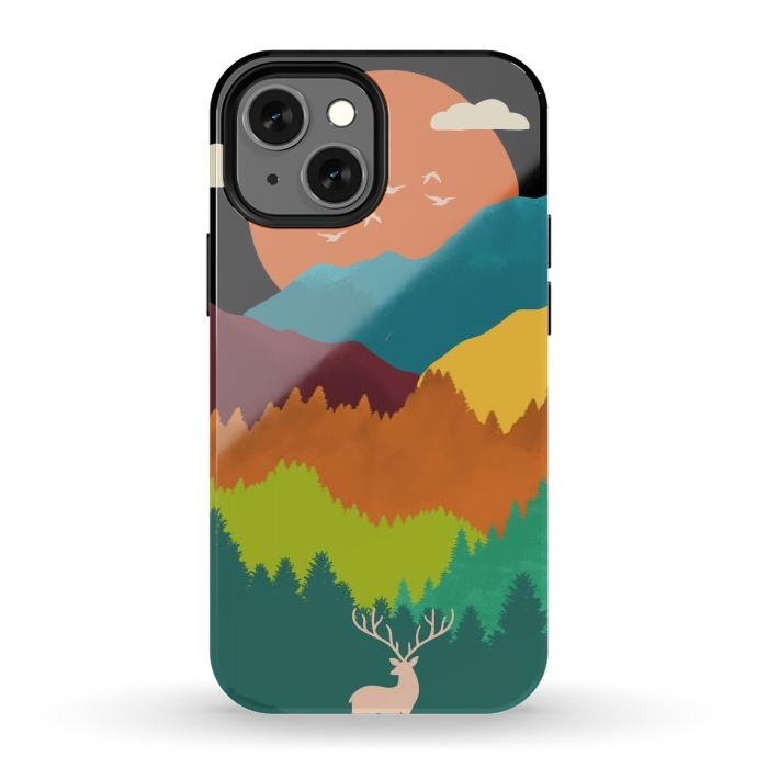 iPhone 13 mini StrongFit Mountains Layers by Coffee Man