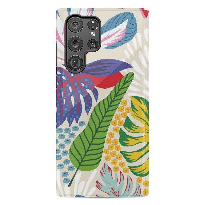 Galaxy S22 Ultra StrongFit Abstract Color Tropical Leaves by ArtsCase