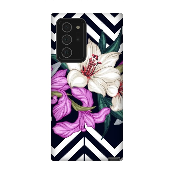 Galaxy Note 20 Ultra StrongFit Beautiful Floral with Geometric Background by ArtsCase