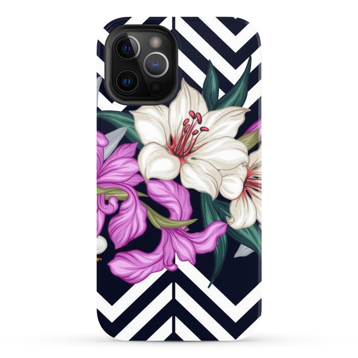 iPhone 12 Pro Max StrongFit Beautiful Floral with Geometric Background by ArtsCase